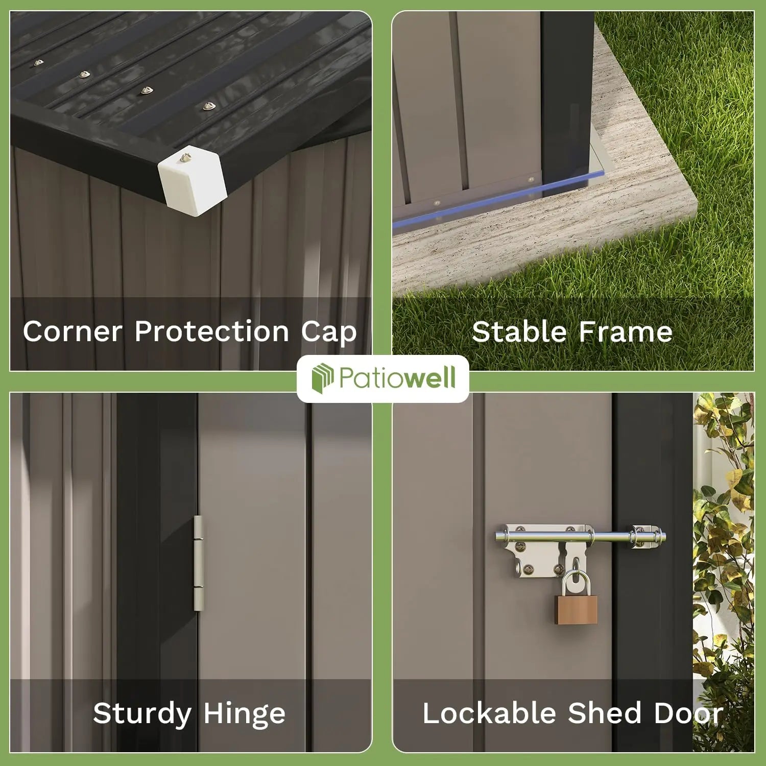 8x6 FT Outdoor Storage Shed, Metal Tool shed & Outdoor Storage with Lockable Doors & Air Vents, Customized