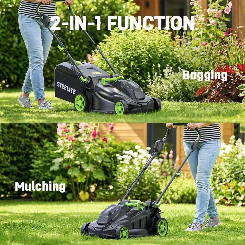 40V 17" Electric Lawn Mower & 12" String Trimmer & 500CFM Leaf Blower Combo Set, 3-in-1 Yard Care Kit with 3x4.0Ah Batteries & D
