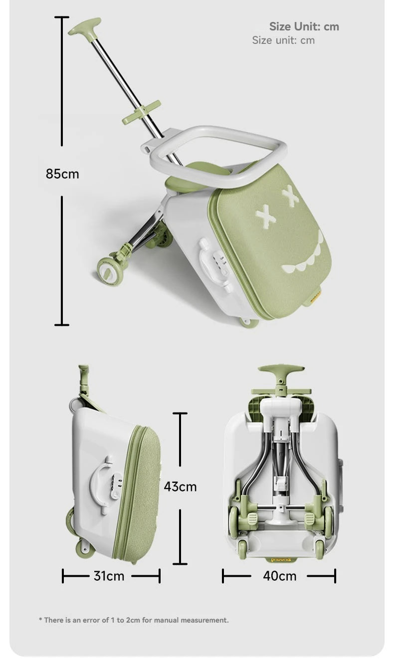 A Children's Suitcase with a Handle, a Travel Case, a Stroller for Taking Kids Out, a Travel Wonder, and Can Be Ridden on Board.