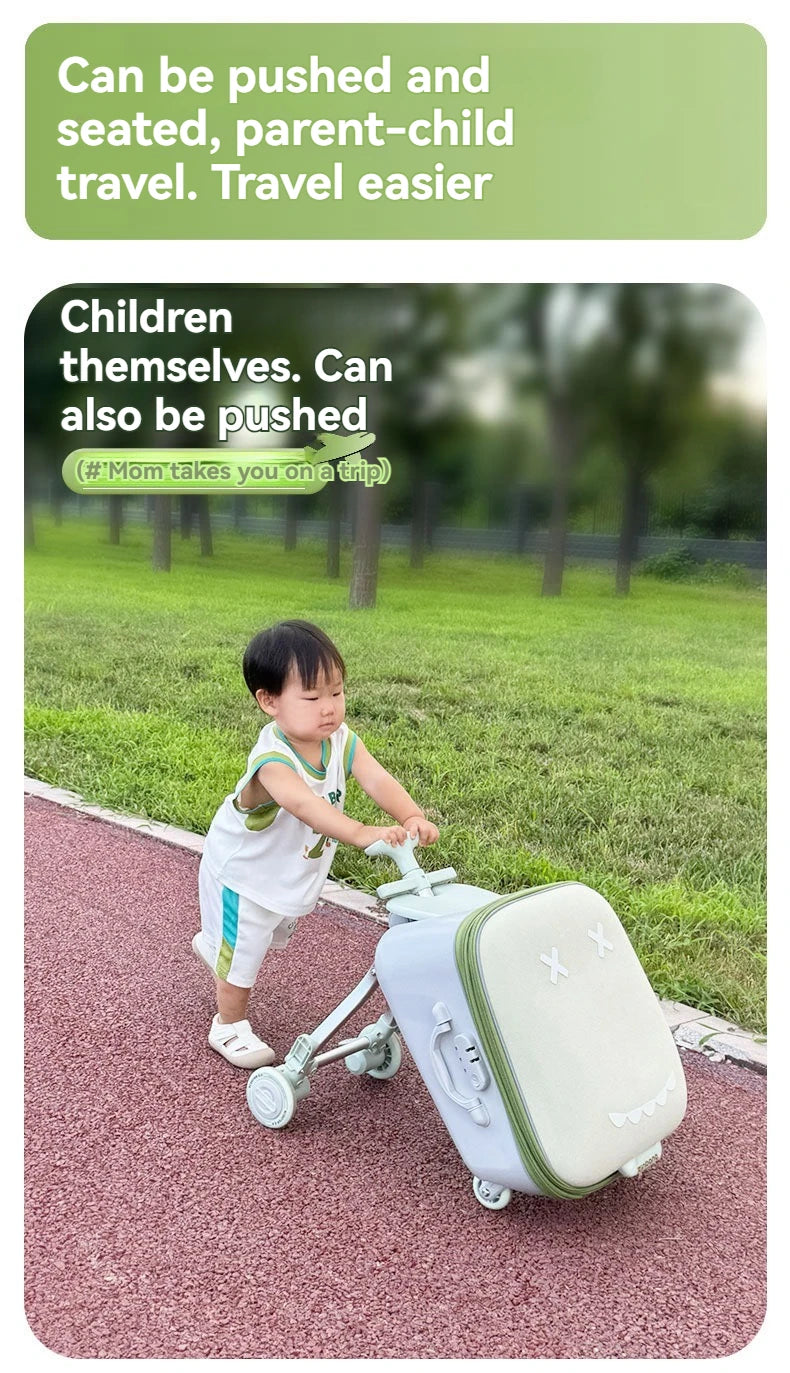 A Children's Suitcase with a Handle, a Travel Case, a Stroller for Taking Kids Out, a Travel Wonder, and Can Be Ridden on Board.