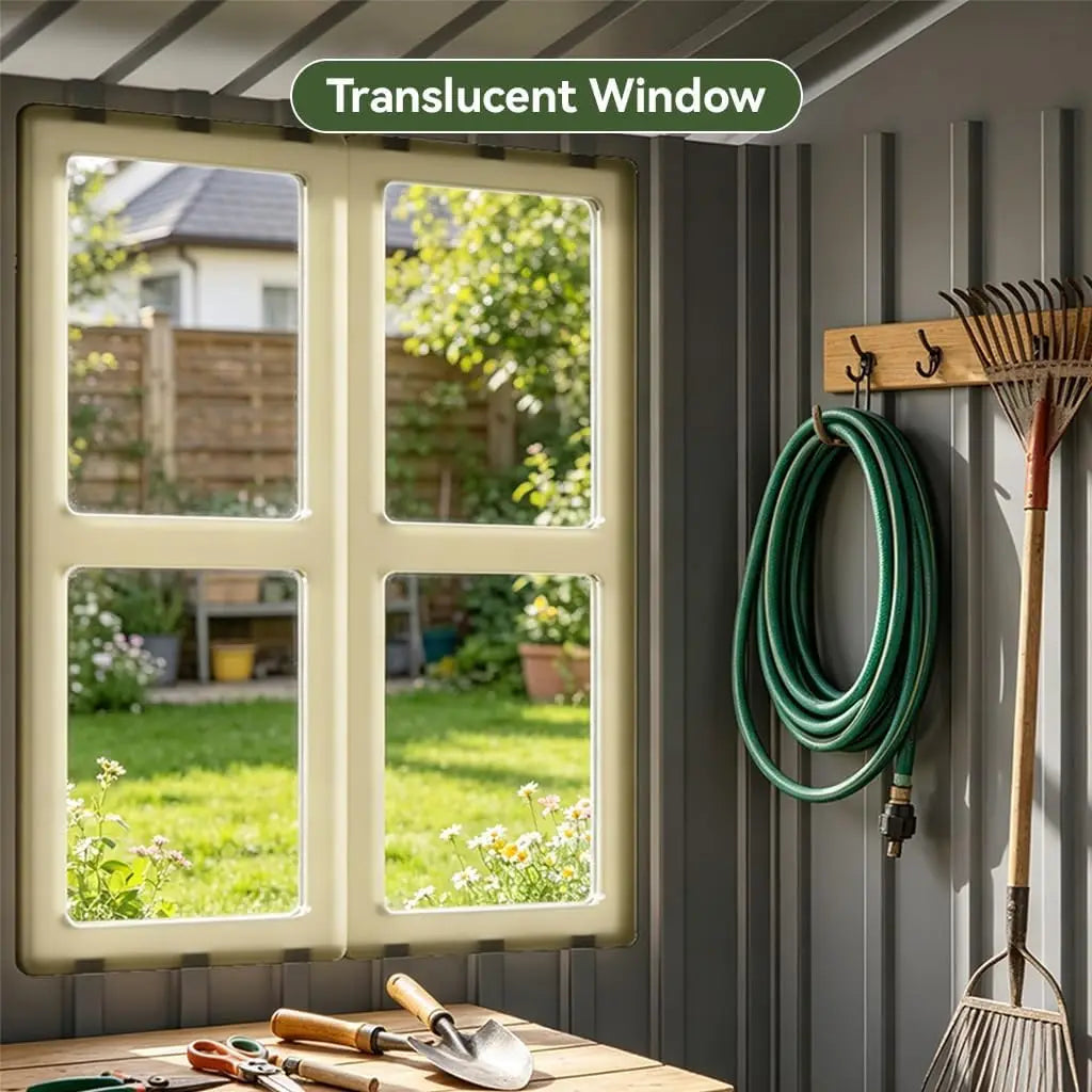 Weather-Resistant Metal Storage Shed Window & Lockable & Ventilated Backyard, Custom