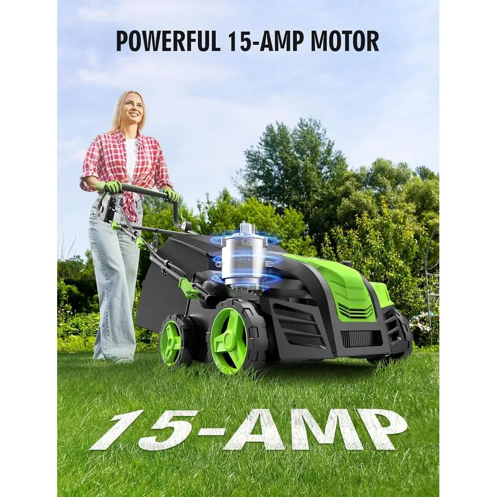 1800W 16 Electric Lawn Sweeper with 45L Detachable Leaf Bag and Powerful Yard Brush