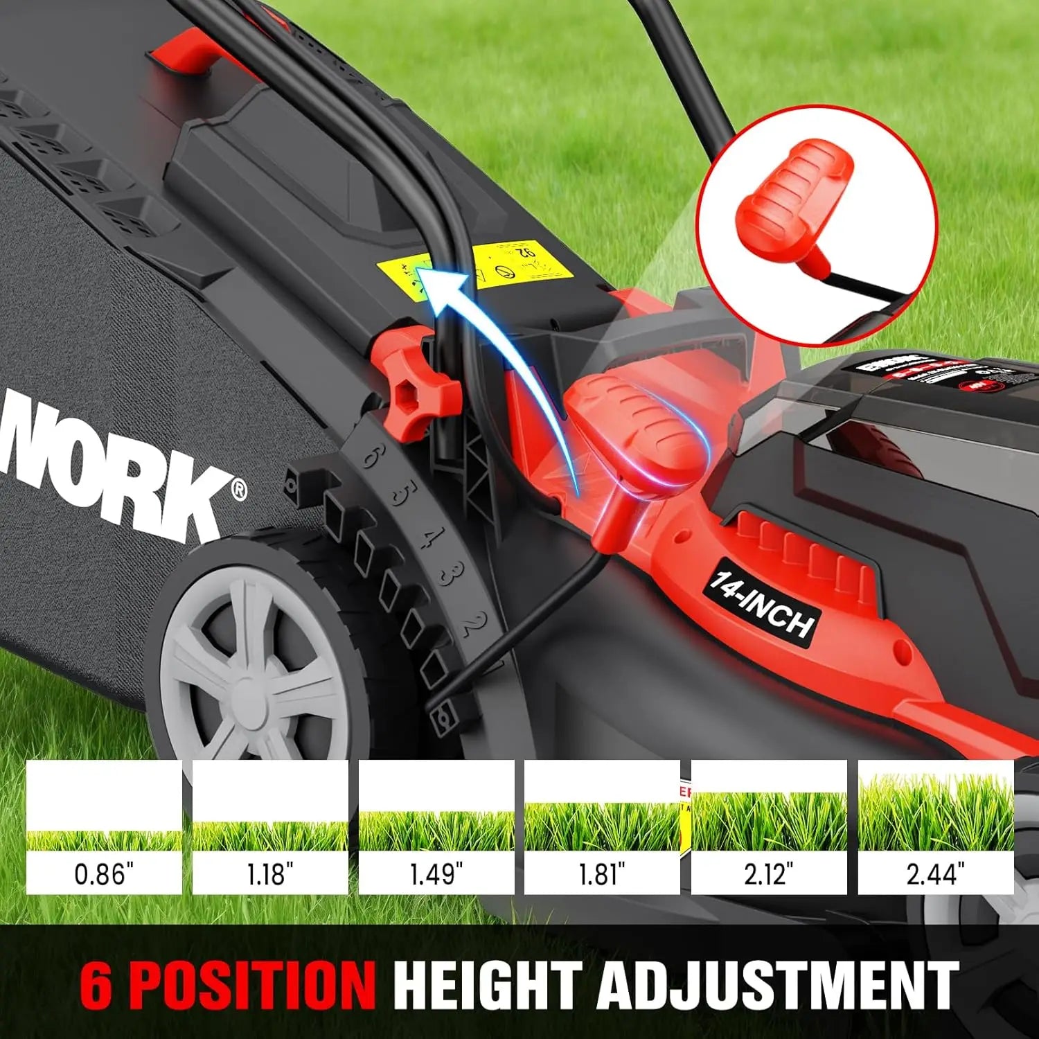 40V Cordless Electric Lawn Mower, 14" Push Mower with 2 Batteries & Charger, Lightweight for Small Yards