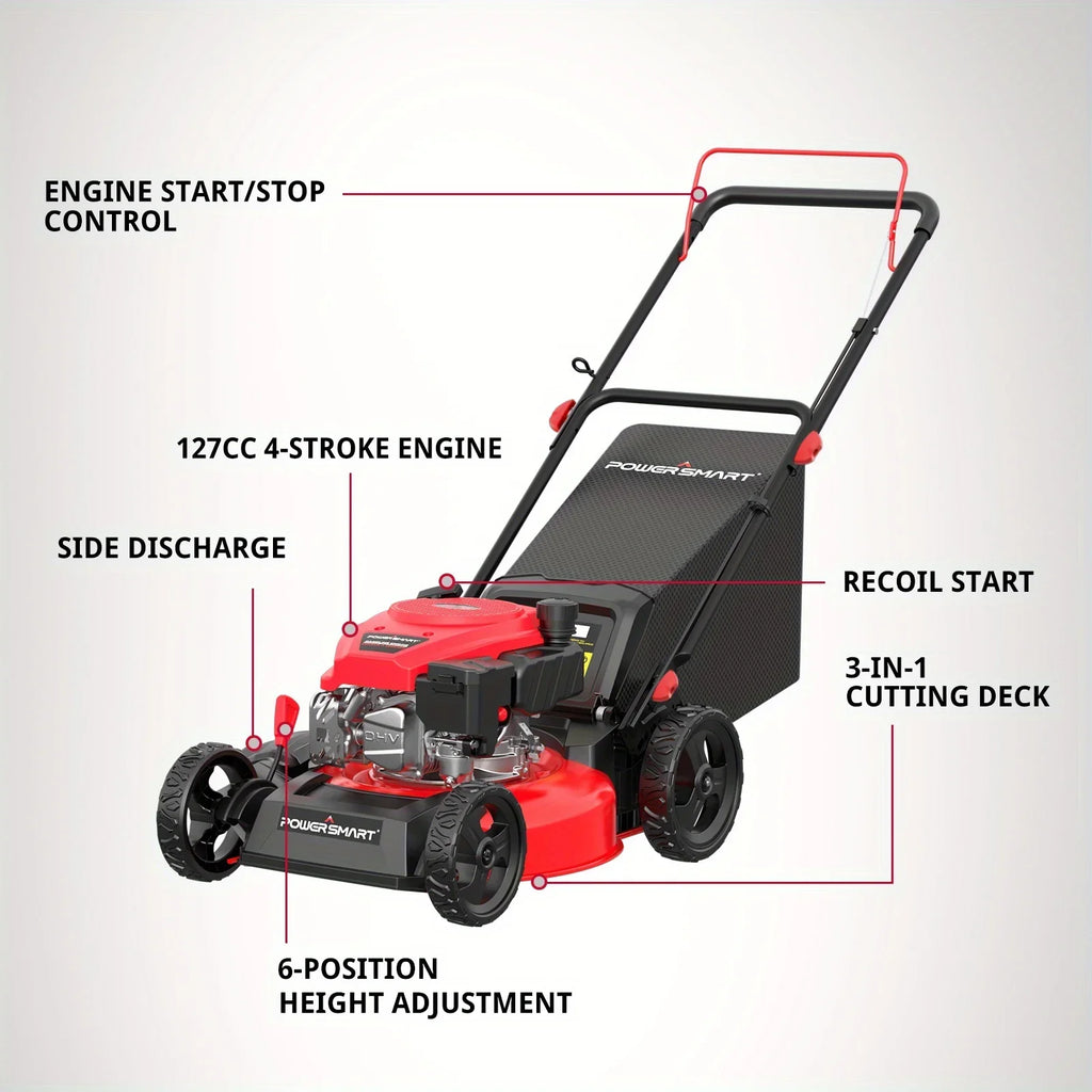 KEEHOME Lawn Mower Gas Powered, 18-Inch 140cc Engine 3-in-1 Walk-Behind Push Lawn Mower