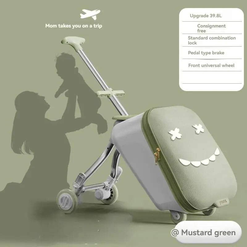 A Children's Suitcase with a Handle, a Travel Case, a Stroller for Taking Kids Out, a Travel Wonder, and Can Be Ridden on Board.