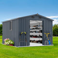 8x10 FT Outdoor Storage Metal Shed with Window & Lockable Doors for Backyard Garden Patio Lawn, Custom