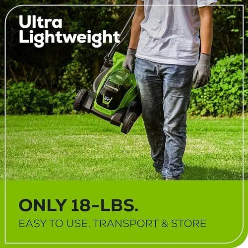 Greenworks 24V 13\" Brushless Cordless Push Lawn Mower DIY Grade 4.0Ah Battery & Charger Included For Cutting Grass