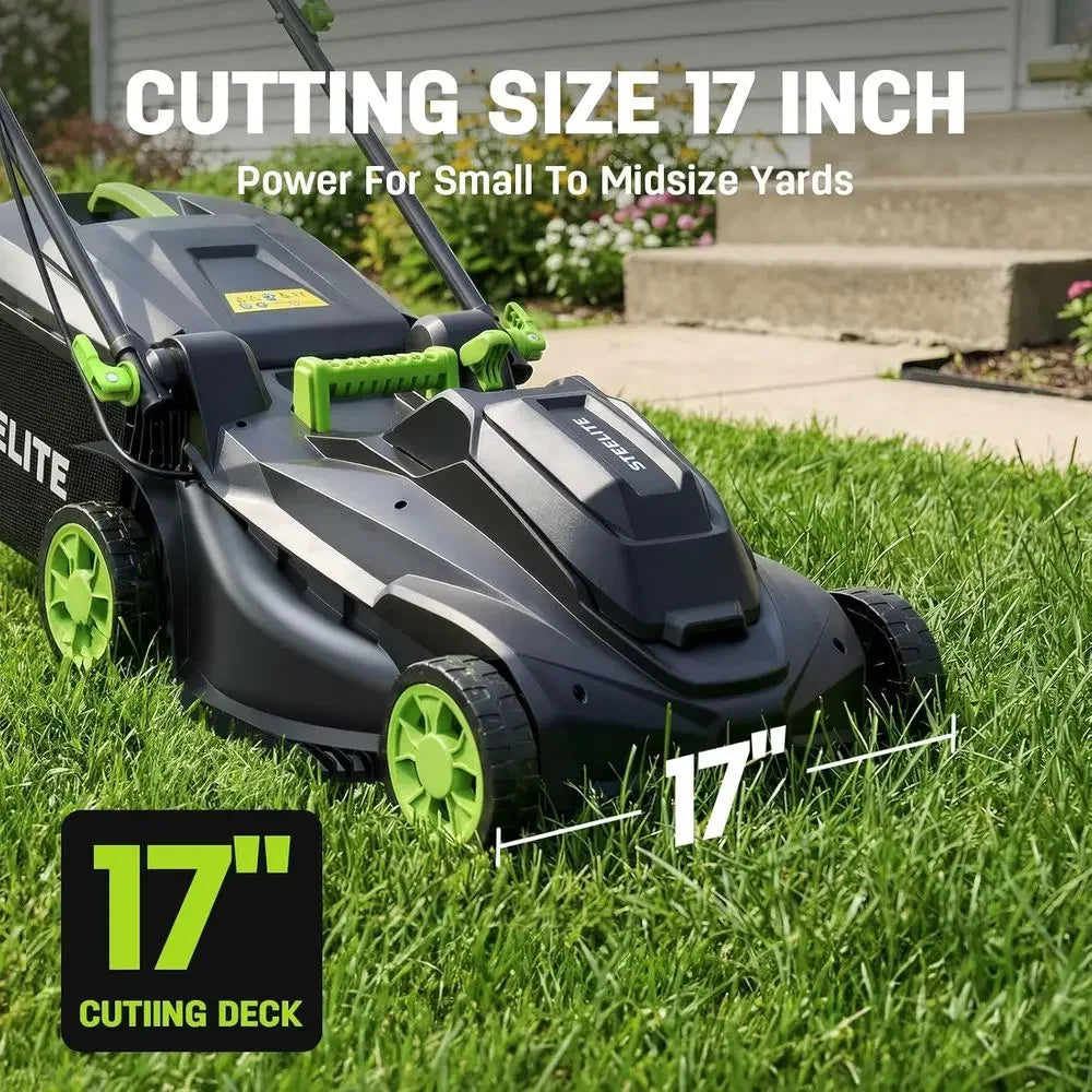 40V 17" Electric Lawn Mower & 12" String Trimmer & 500CFM Leaf Blower Combo Set, 3-in-1 Yard Care Kit with 3x4.0Ah Batteries & D