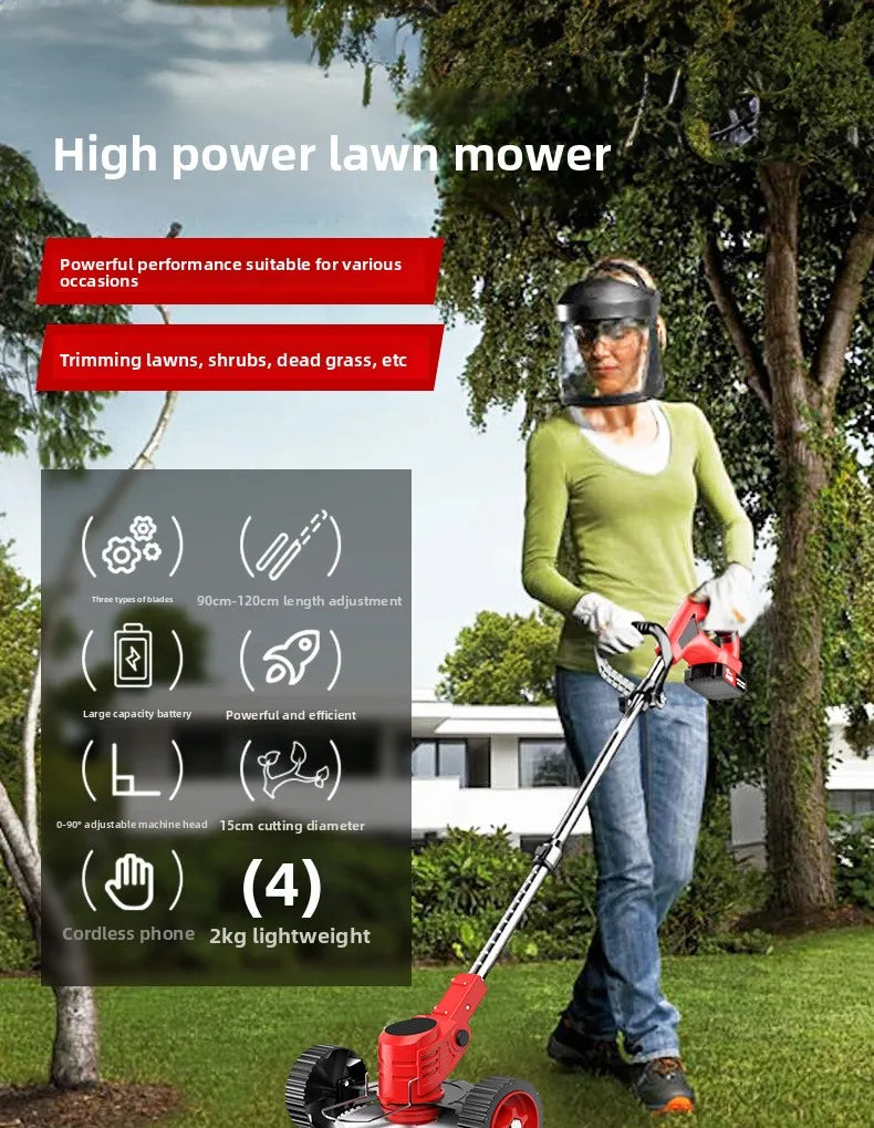 Adjustable Electric Lawn Mower Cordless High Power Wireless Outdoor Home Brush Cutter Brushed Not Included Portable Weeding Tool