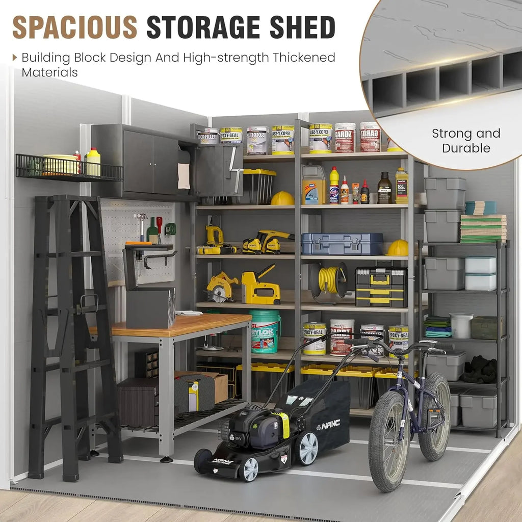 Storage Shed 6x8, Resin Outdoor Shed with Floor Included, Plastic Sheds Outdoor Storage for Bike, Garden Tools, Sheds &, Custom