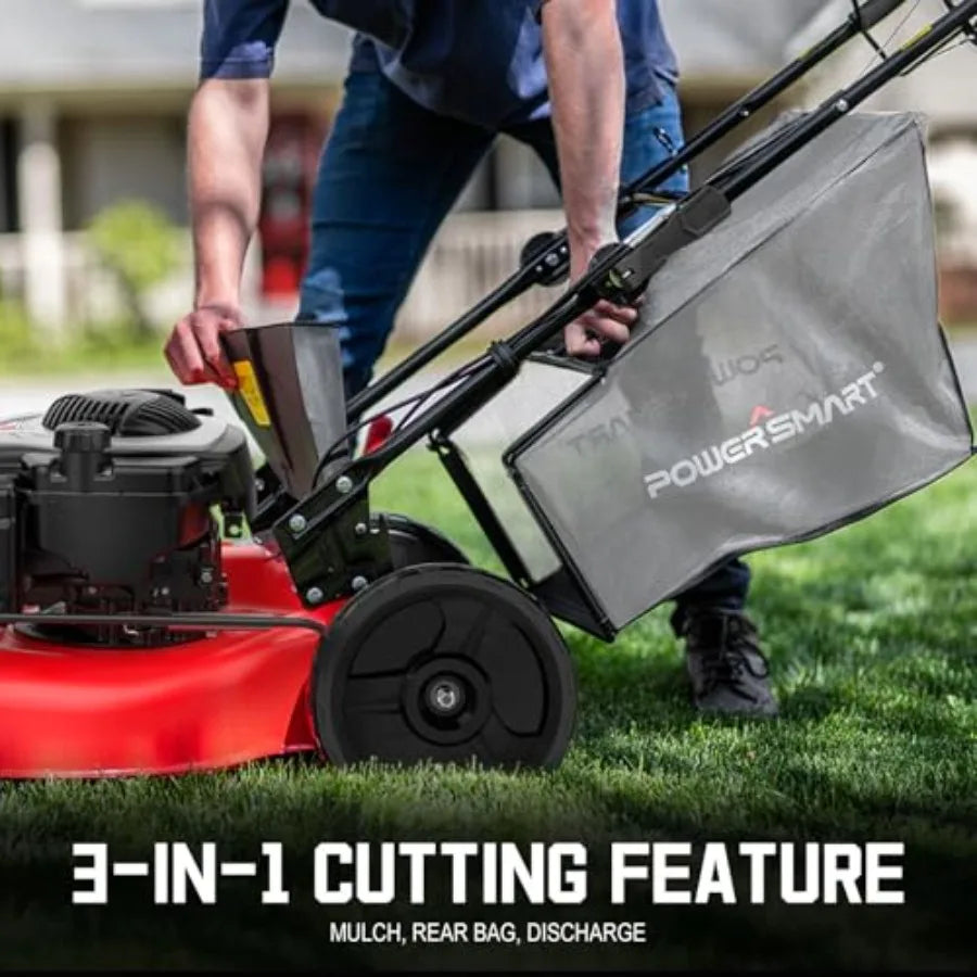 Self Propelled Gas Lawn Mower 22-Inch with 140cc Briggs and Stratton E550 Engine 3-in-1 Rear-Wheel Drive Lawnmower with Bagging