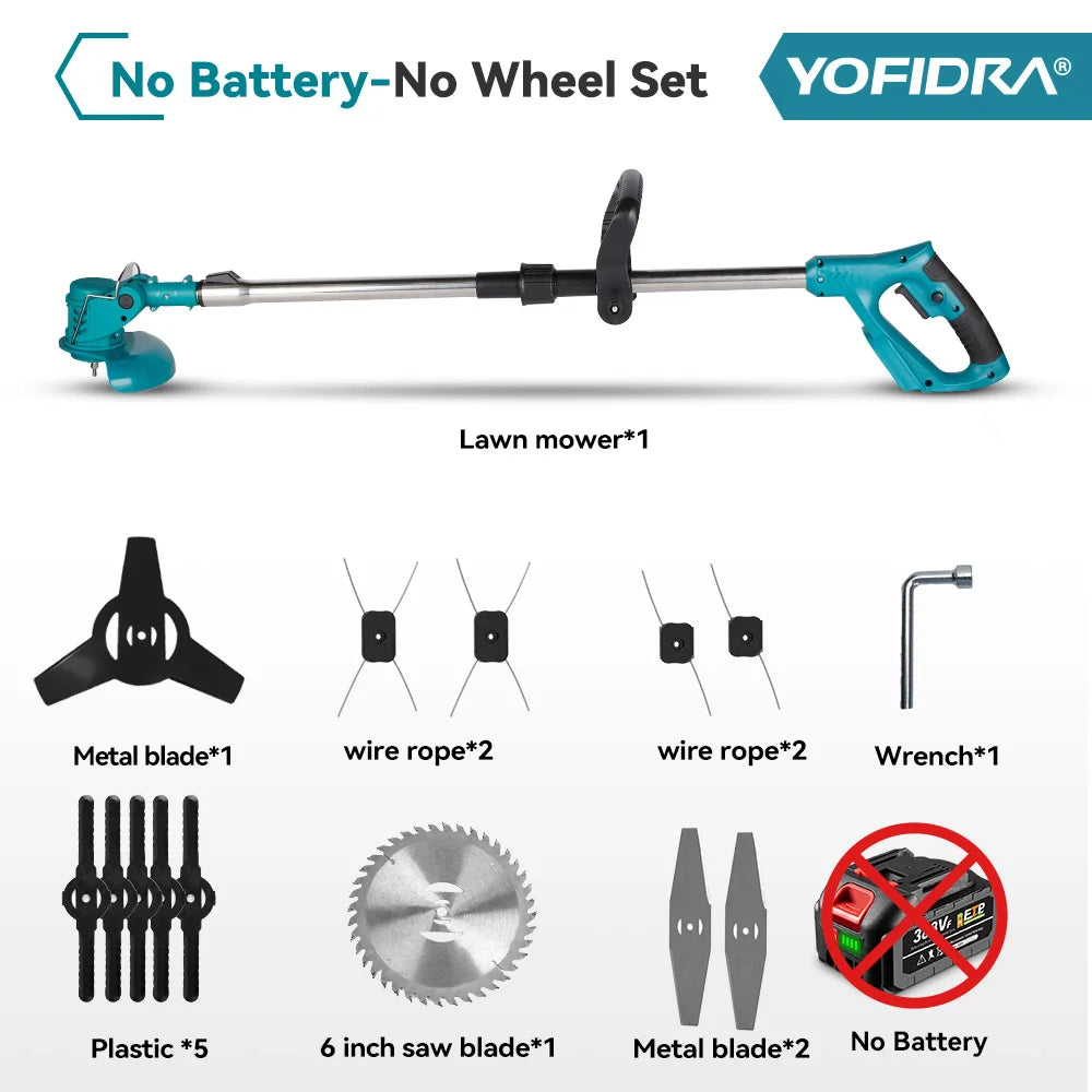 YOFIDRA Electric Lawn Mower Cordless Foldable Adjustable Trimmer Garden Pruning Cutting Power Tools For Makita Battery Pin