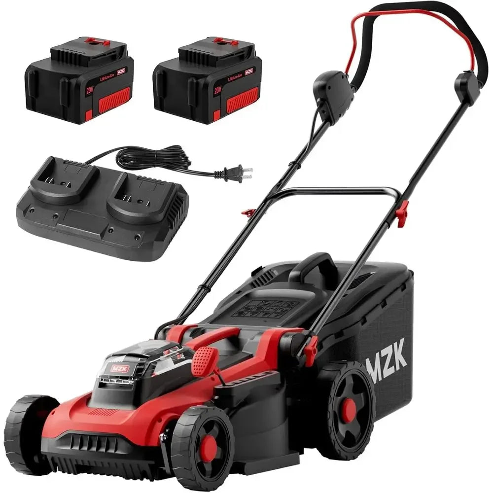 40V 16" Electric Lawn Mower, 2-in-1 Brushless Cordless Lawn Mower, Walk-Behind Push Mowers with 5-Position Height Adjustment, 2