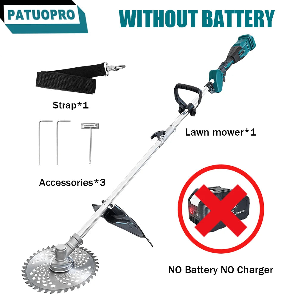 9 Inch Brushless Cordless Lawn Mower Electric Grass Trimmer Cutter Adjustable Length Pruning Garden Tools For Makita 18V Battery