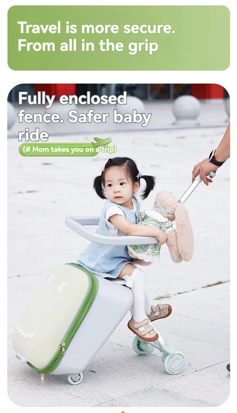 A Children's Suitcase with a Handle, a Travel Case, a Stroller for Taking Kids Out, a Travel Wonder, and Can Be Ridden on Board.