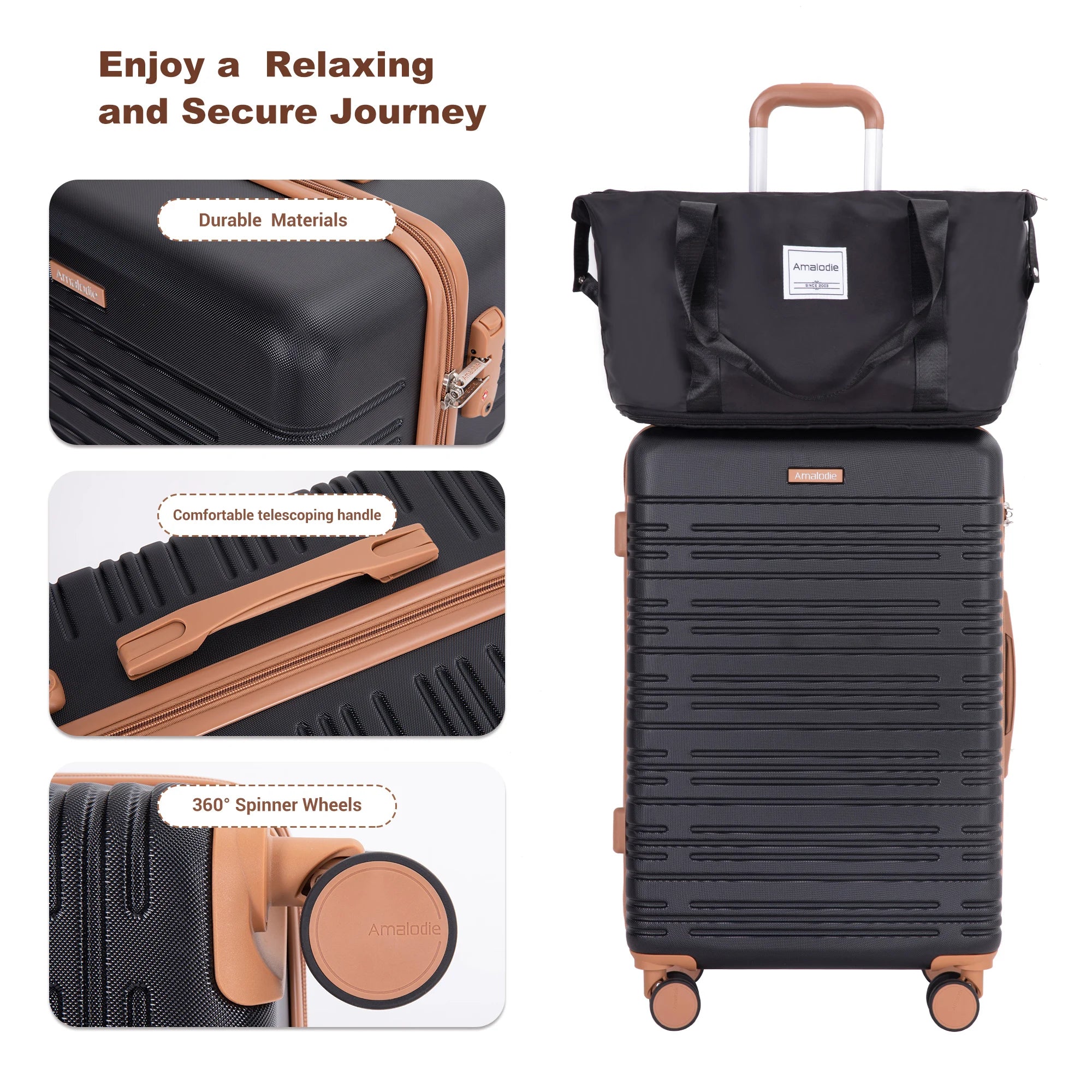 Luggage Sets 4 Piece,Suitcases with Double Spinner Wheels and TSA Lock,Hardcase 4 set 16/20/24/ Luggage  with Travel Duffle Bag