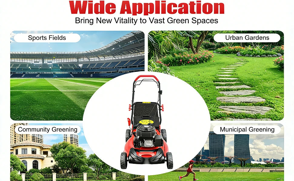Self Propelled Gas Lawn Mower 20Inch,140CC Gas Powered Lawnmower 4-Stroke Walk Behind Handle Mulching Push Lawn Mower w/Bag