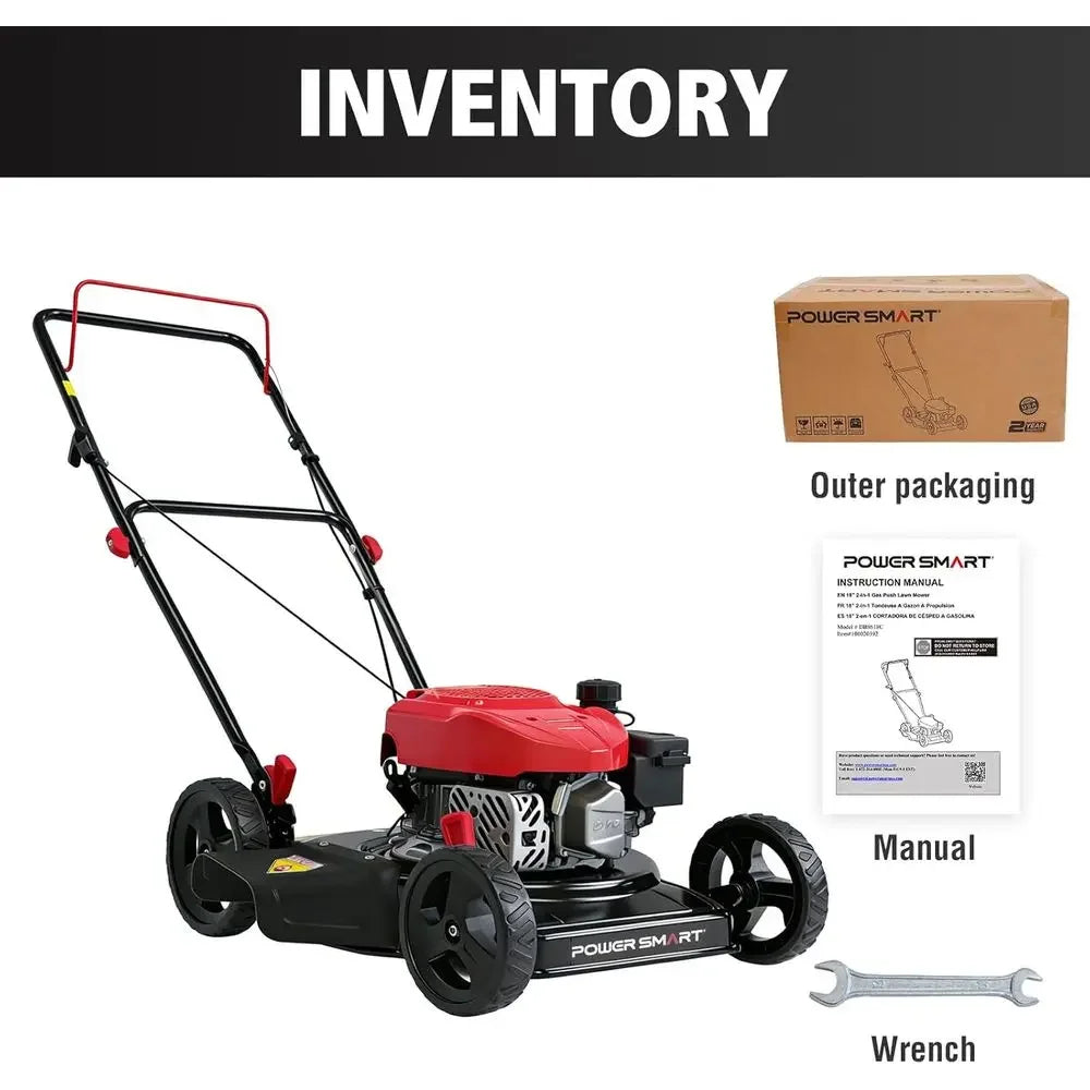 EasyCut 18" 144cc Gas Lawn Mower, Heavy-Duty Steel Deck, Side Discharge, 5-Position Height Setting, Walk-Behind Push Mower with