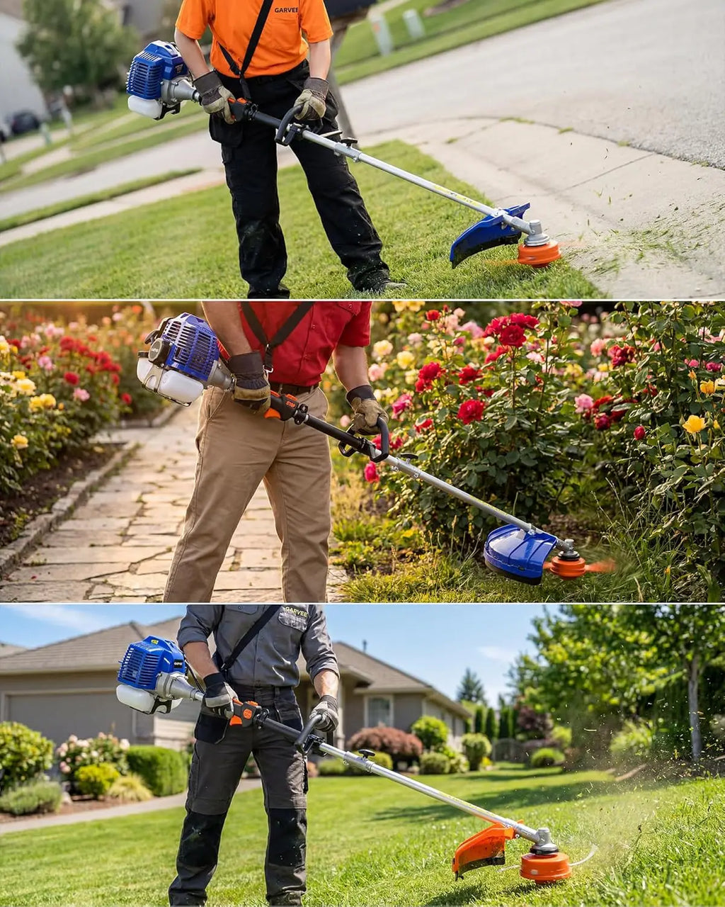 43-52CC Gas Powered Weed Wacker, 3-in-1 String Trimmer & Edger Lawn Tool, with Tooth Blades for Brush Cutting, Lawn Care