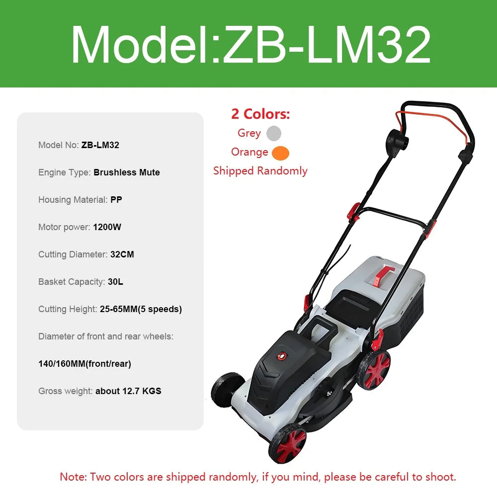 1200W/1600W Hand Push Weeder High Power Electric Lawn Mower Lithium Trimming and Grass Beaters Garden Yard Lawn Mower