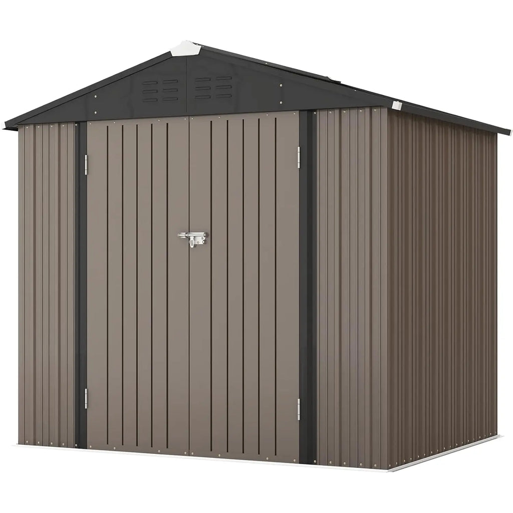 8x6 FT Outdoor Storage Shed, Metal Tool shed & Outdoor Storage with Lockable Doors & Air Vents, Customized