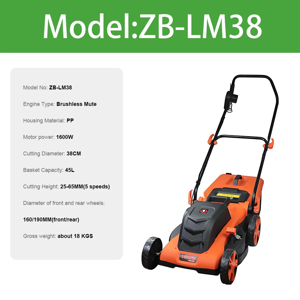1200W/1600W Hand Push Weeder High Power Electric Lawn Mower Lithium Trimming and Grass Beaters Garden Yard Lawn Mower
