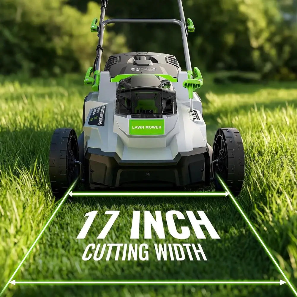 40V Electric Walk-Behind Lawn Mower, 4.0Ah Battery, 17 Cut, 6-Height Settings, Mulching & Bagging