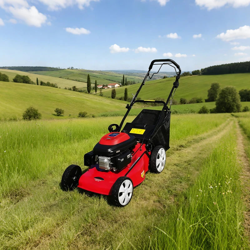 Self-Propelled Gas Lawn Mower with 60L Grass Collection Bag, Petrol Grass Cutter Weed Trimmer for Garden Lawn Care