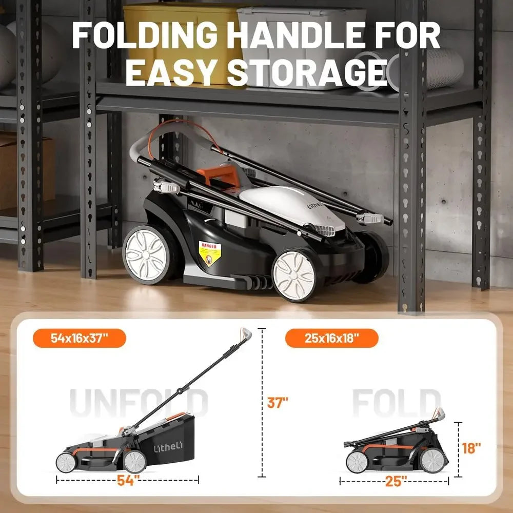 Electric Lawn Mower Cordless,Grass Cutter Machine for 1600 Sq.Ft. Lawnmower with Motor,13 in Cutting Width,8 Gallon Capacity,Cut