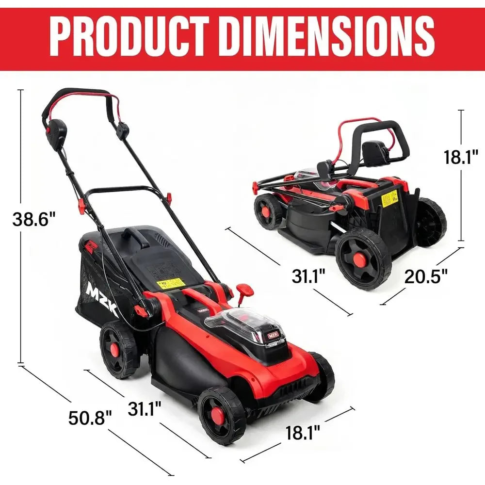 40V 16" Electric Lawn Mower, 2-in-1 Brushless Cordless Lawn Mower, Walk-Behind Push Mowers with 5-Position Height Adjustment, 2