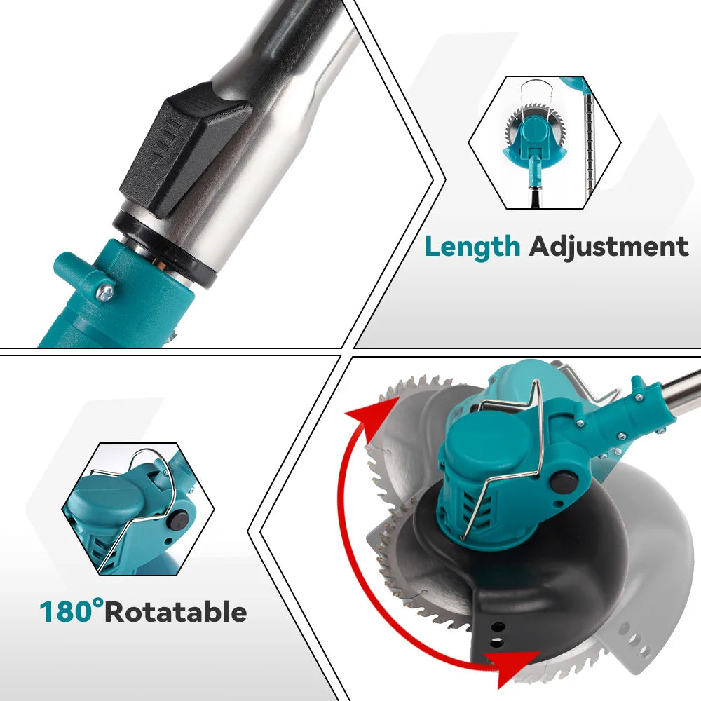 YOFIDRA Electric Lawn Mower Cordless Foldable Adjustable Trimmer Garden Pruning Cutting Power Tools For Makita Battery Pin