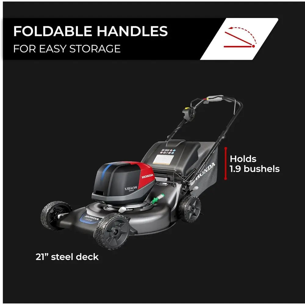 HRN-BV 21-Inch Walk Behind Battery Powered Lawn Mower, Variable Speed Self Propelled Lawn Mower with 1.9 Bushel Capacity, Easy-O