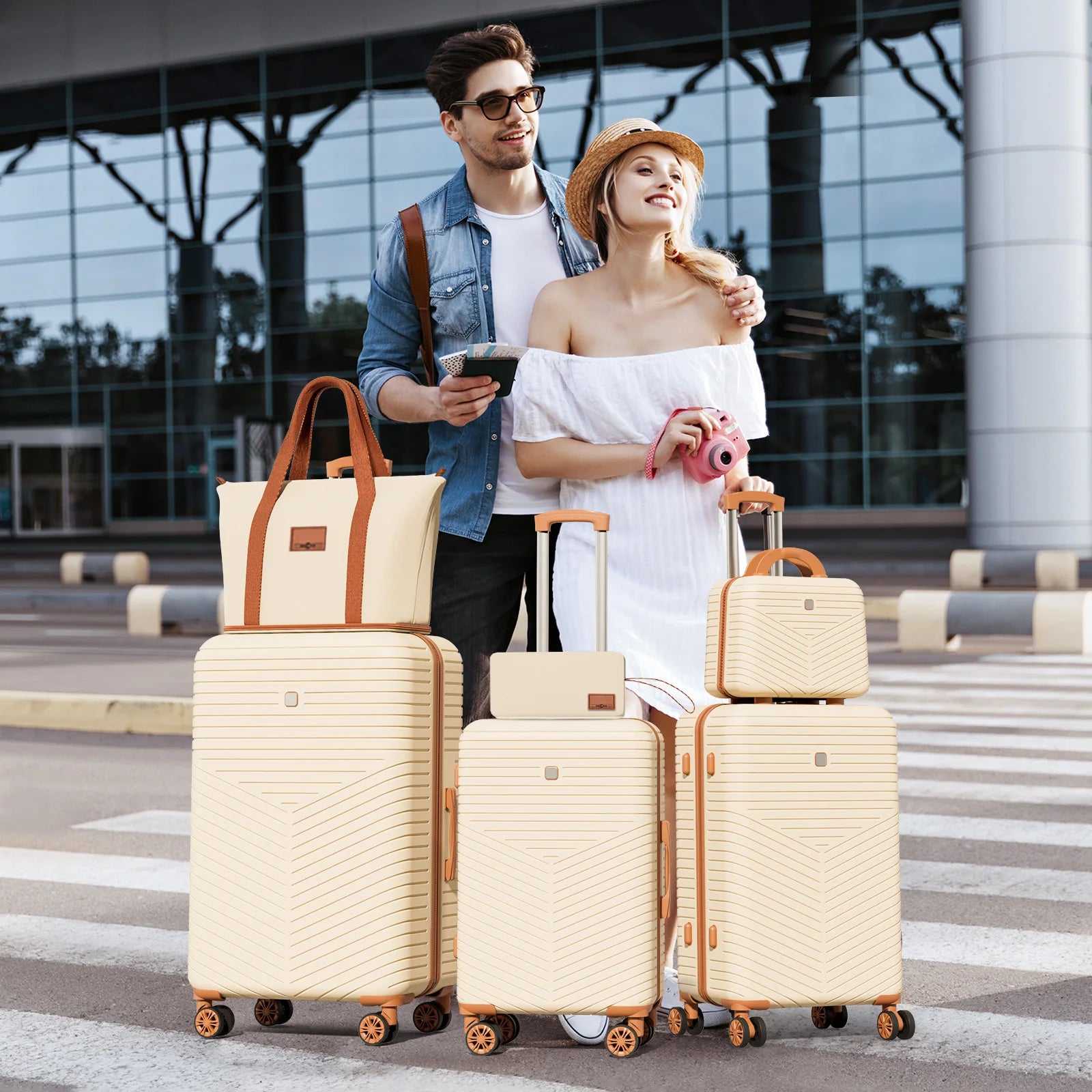 4/6 Piece Luggage Set with Spinner Wheels & TSA Lock, Carry on Luggage Hardshell ABS+PC, Travel Collection Suitcases Sets