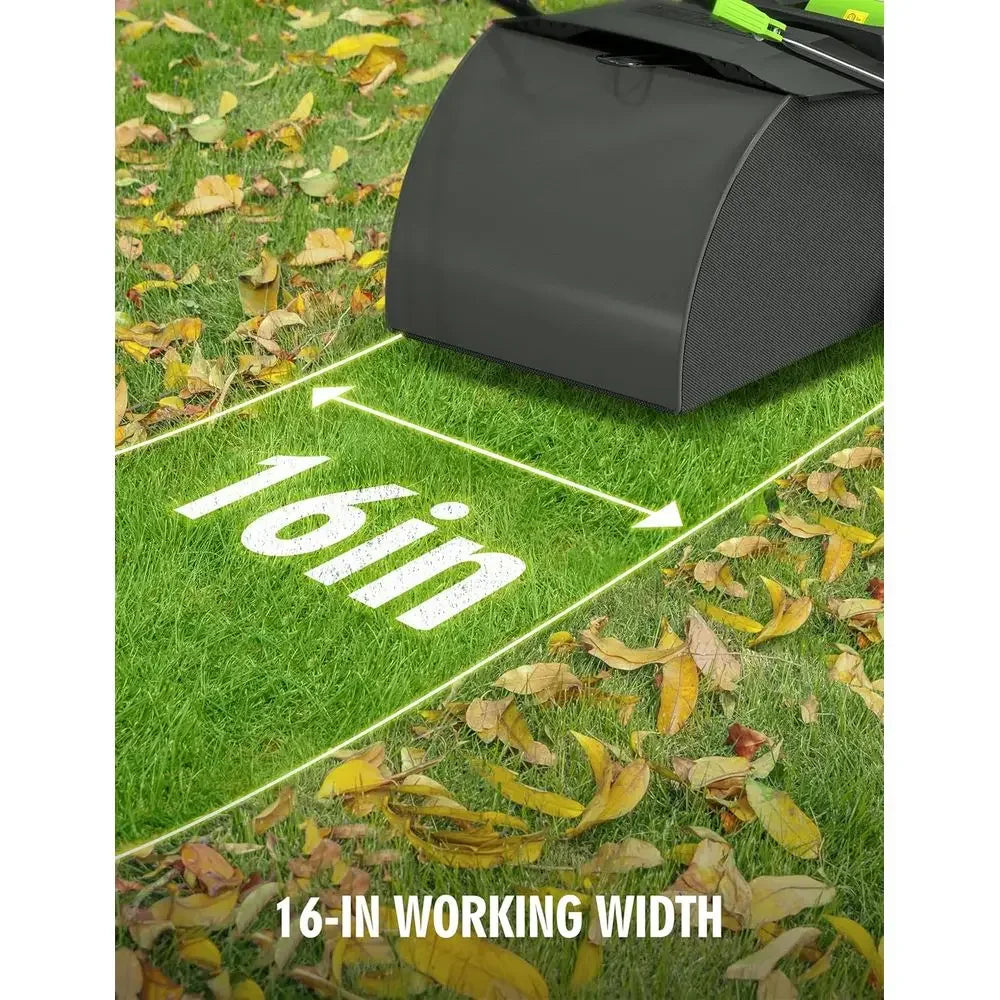 1800W 16 Electric Lawn Sweeper with 45L Detachable Leaf Bag and Powerful Yard Brush