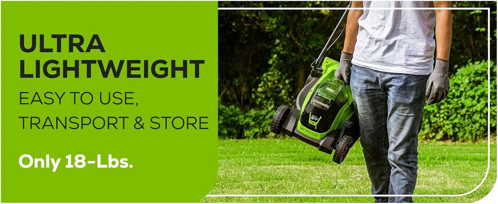 Greenworks 24V 13\" Brushless Cordless Push Lawn Mower DIY Grade 4.0Ah Battery & Charger Included For Cutting Grass