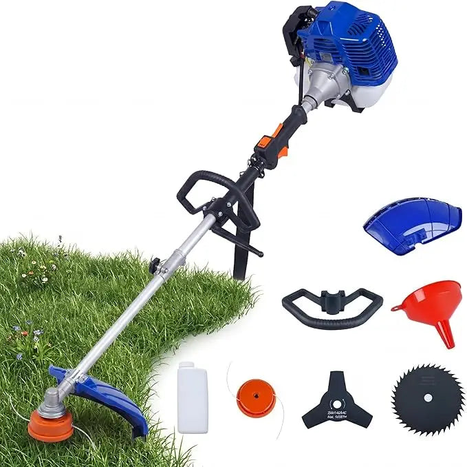 43-52CC Gas Powered Weed Wacker, 3-in-1 String Trimmer & Edger Lawn Tool, with Tooth Blades for Brush Cutting, Lawn Care