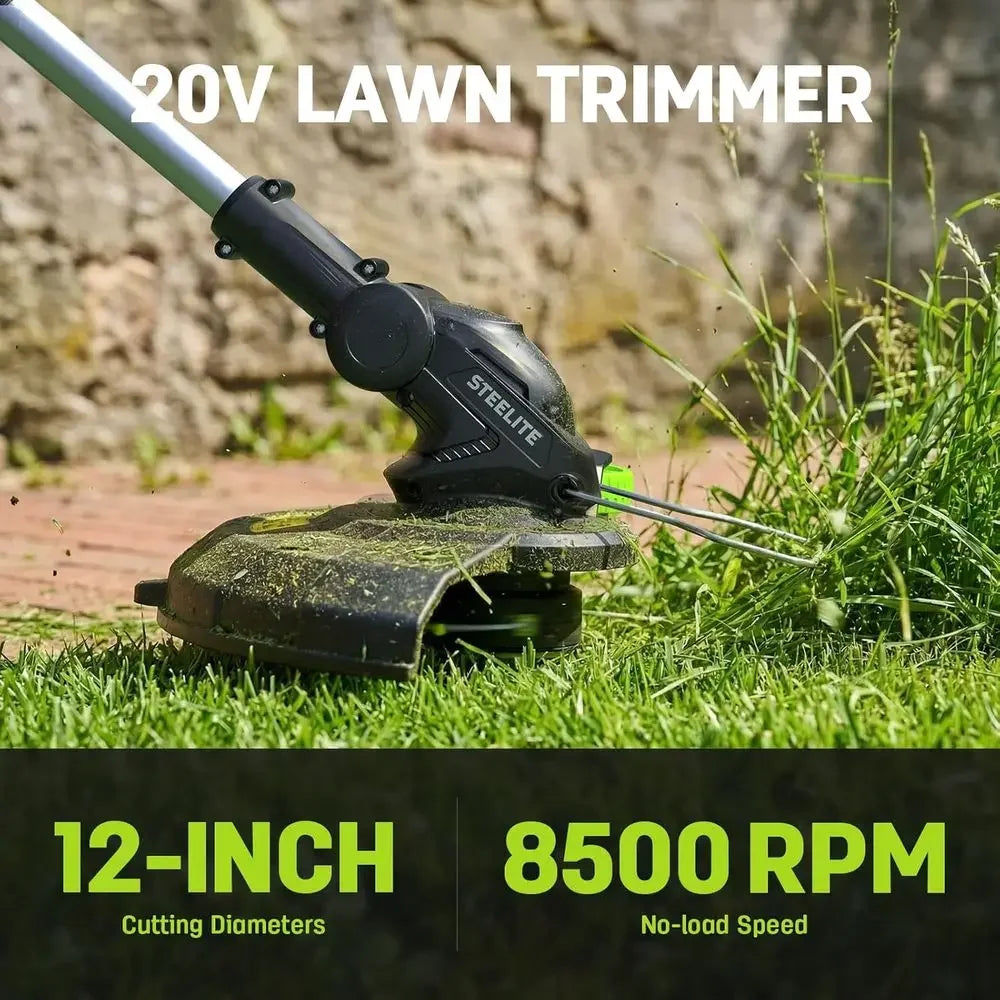40V 17" Electric Lawn Mower & 12" String Trimmer & 500CFM Leaf Blower Combo Set, 3-in-1 Yard Care Kit with 3x4.0Ah Batteries & D