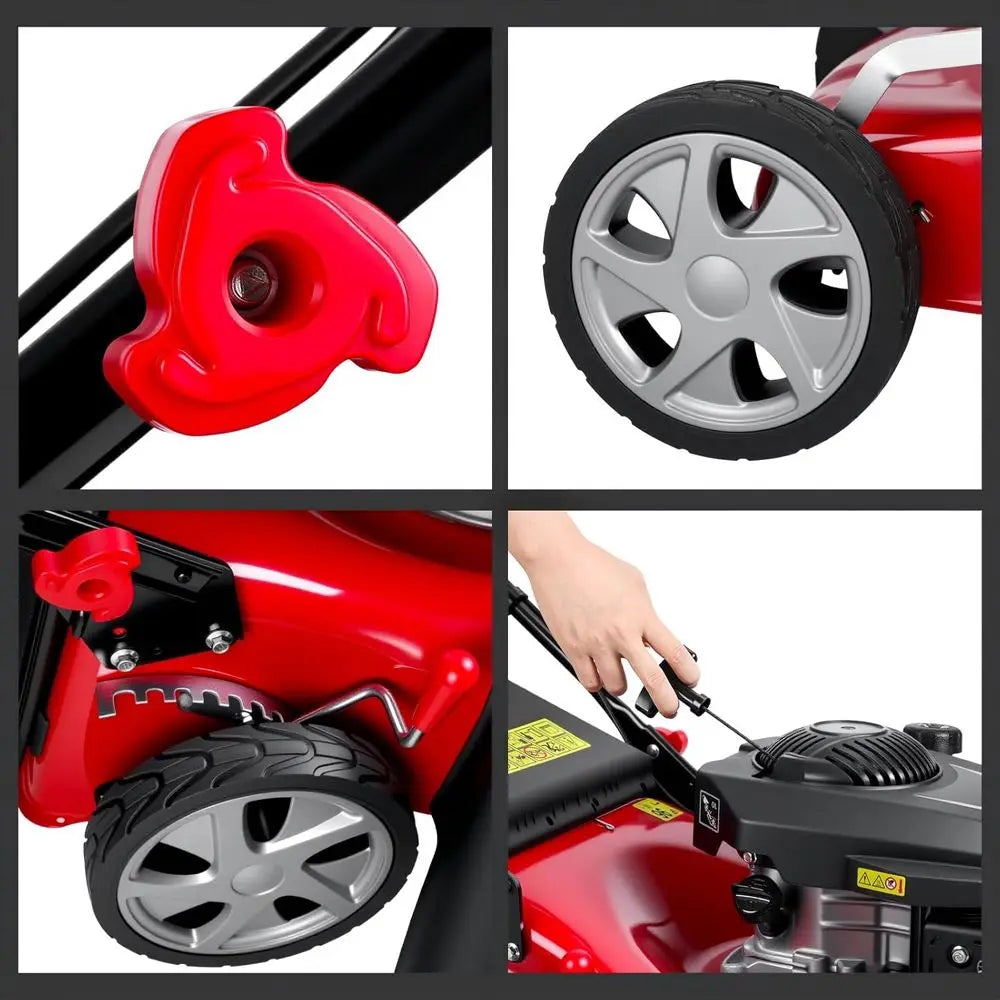 3-in-1 131cc 4-Cycle Gas Lawn Mower with 50L Grass Bag, Adjustable Cutting Height, Quiet & Fuel-Efficient for Yard Work
