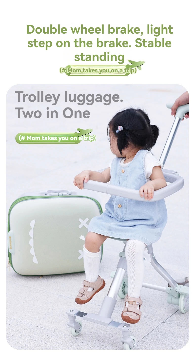 A Children's Suitcase with a Handle, a Travel Case, a Stroller for Taking Kids Out, a Travel Wonder, and Can Be Ridden on Board.