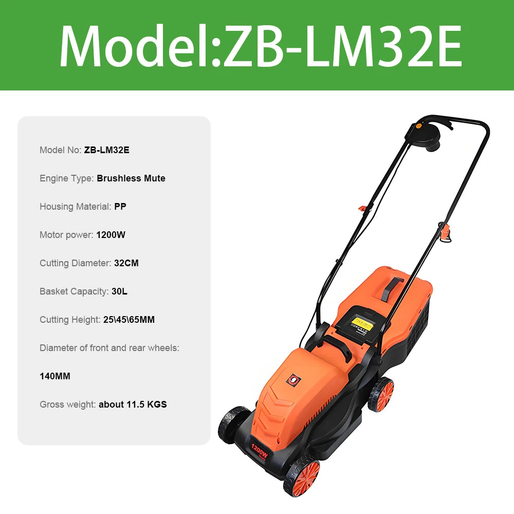 1200W/1600W Hand Push Weeder High Power Electric Lawn Mower Lithium Trimming and Grass Beaters Garden Yard Lawn Mower