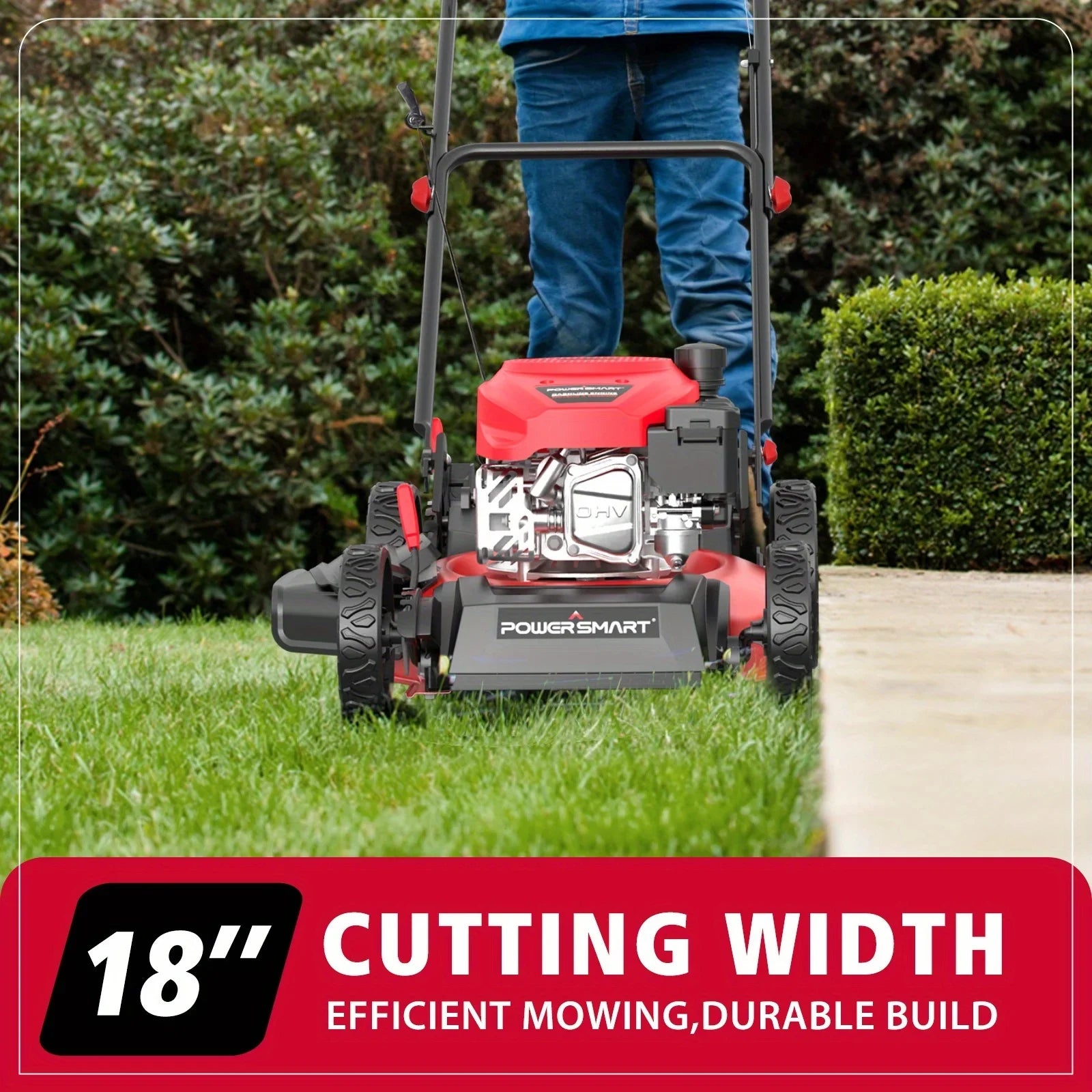 KEEHOME Lawn Mower Gas Powered, 18-Inch 140cc Engine 3-in-1 Walk-Behind Push Lawn Mower