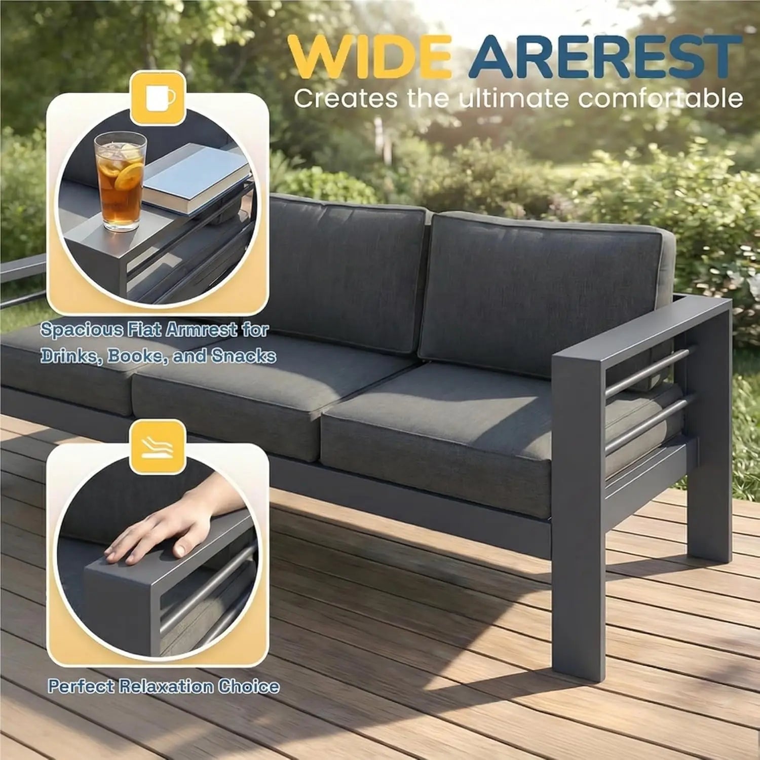 Aluminum Patio Furniture Set for All Weather, Oversized Metal Outdoor Furniture Set with 27.5" Deep Seating, Customized