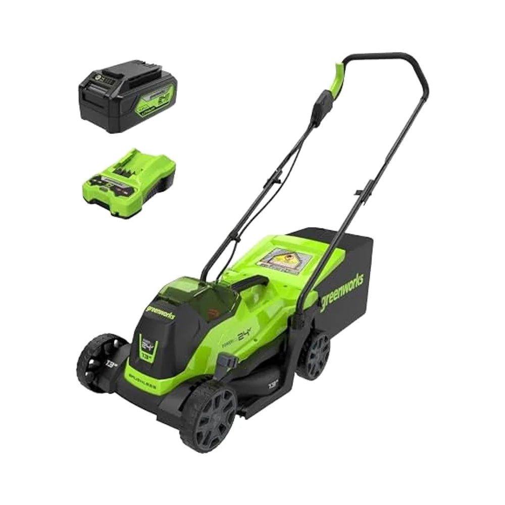 Greenworks 24V 13\" Brushless Cordless Push Lawn Mower DIY Grade 4.0Ah Battery & Charger Included For Cutting Grass