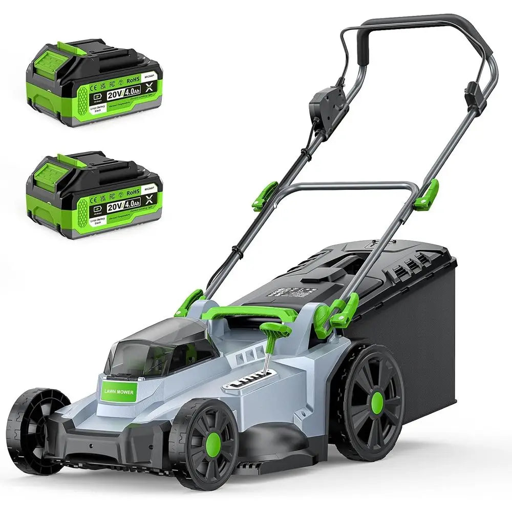 40V Electric Walk-Behind Lawn Mower, 4.0Ah Battery, 17 Cut, 6-Height Settings, Mulching & Bagging