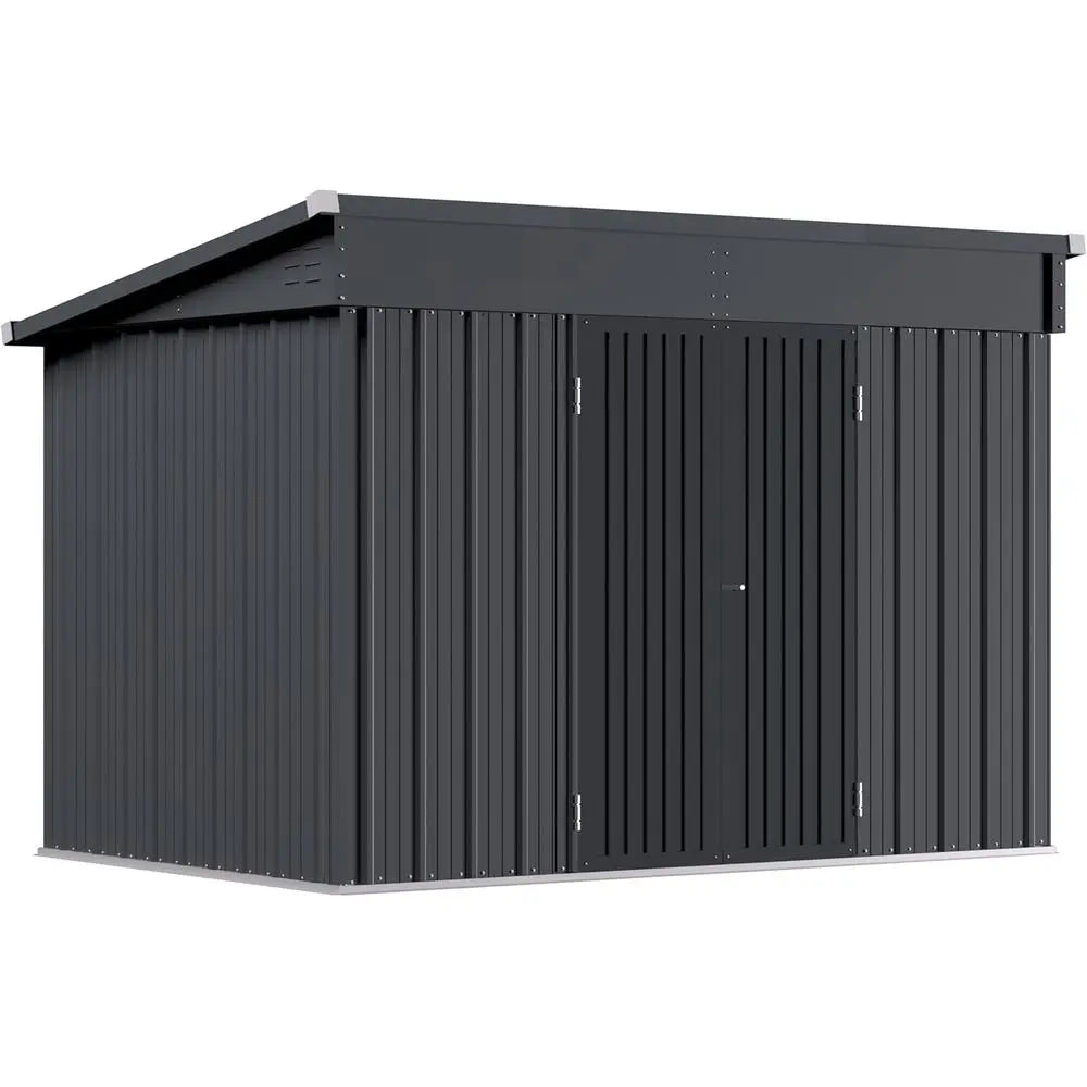 Durable 6x10 Outdoor Metal Storage Shed with Lockable Door and Vents for Garden, Patio, Backyard - Grey