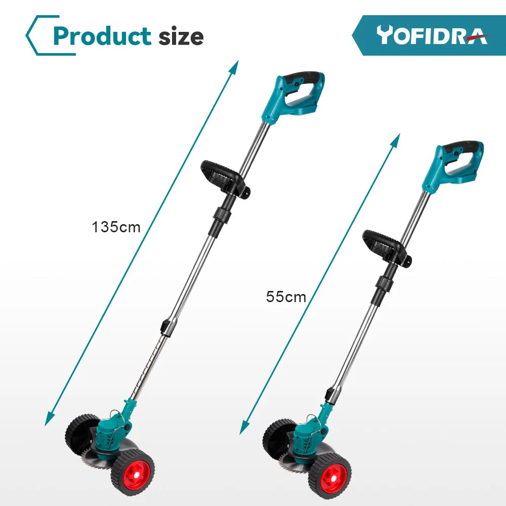YOFIDRA Electric Lawn Mower Cordless Foldable Adjustable Trimmer Garden Pruning Cutting Power Tools For Makita Battery Pin