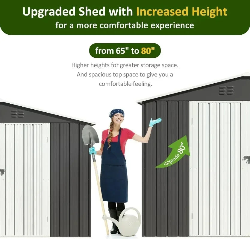 DAUSOLA 8.2x12 FT Outdoor Storage Shed,Metal Garden Tool Shed with Updated Frame Structure and Lockable Doors,Ideal for Backyard