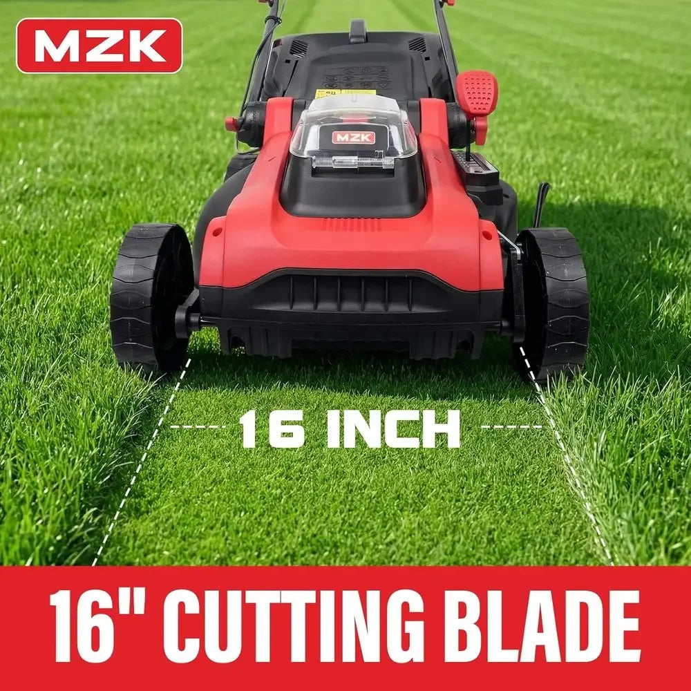 40V 16" Electric Lawn Mower, 2-in-1 Brushless Cordless Lawn Mower, Walk-Behind Push Mowers with 5-Position Height Adjustment, 2
