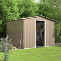 8x6FT Galvanized Steel Outdoor Storage Shed w/ Sliding Door Air Vent for Backyard Garden Patio Lawn, Custom