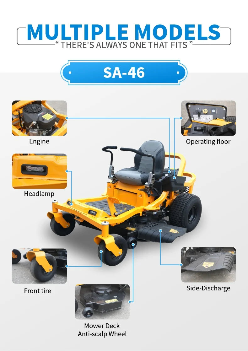 Easy operate 60 inch zero turn riding lawn mower battery riding lawn mower riding lawn mower sale